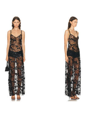 SIEDRES Lucille Dress Tulle textile with sequins beading black SZ S 36Eur $1035